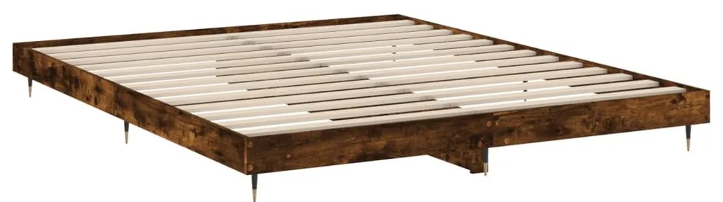 Estrutura de cama sem colchão 200x200 cm carvalho fumado