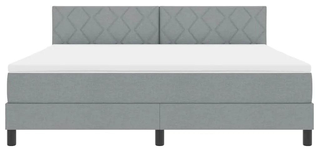 Cama Box Spring da com Colchão &amp; LED Cinza Claro 180x200 cm Tecido