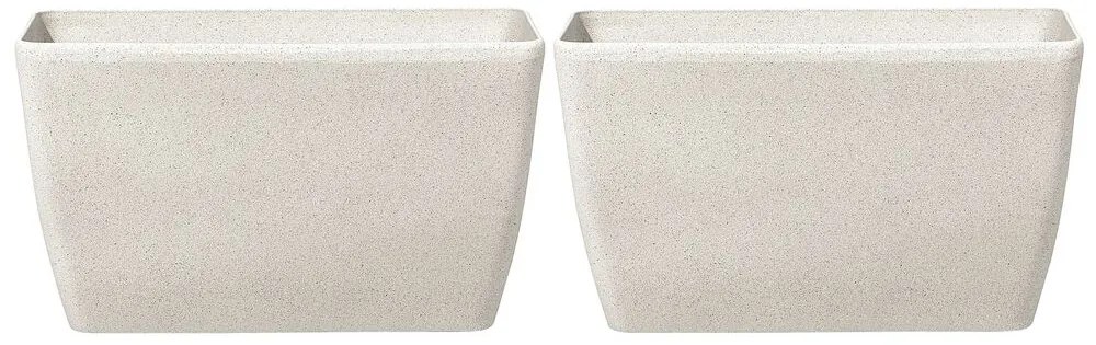 Conjunto de 2 vasos para plantas em pedra creme clara 74 x 32 x 45 cm BARIS Beliani