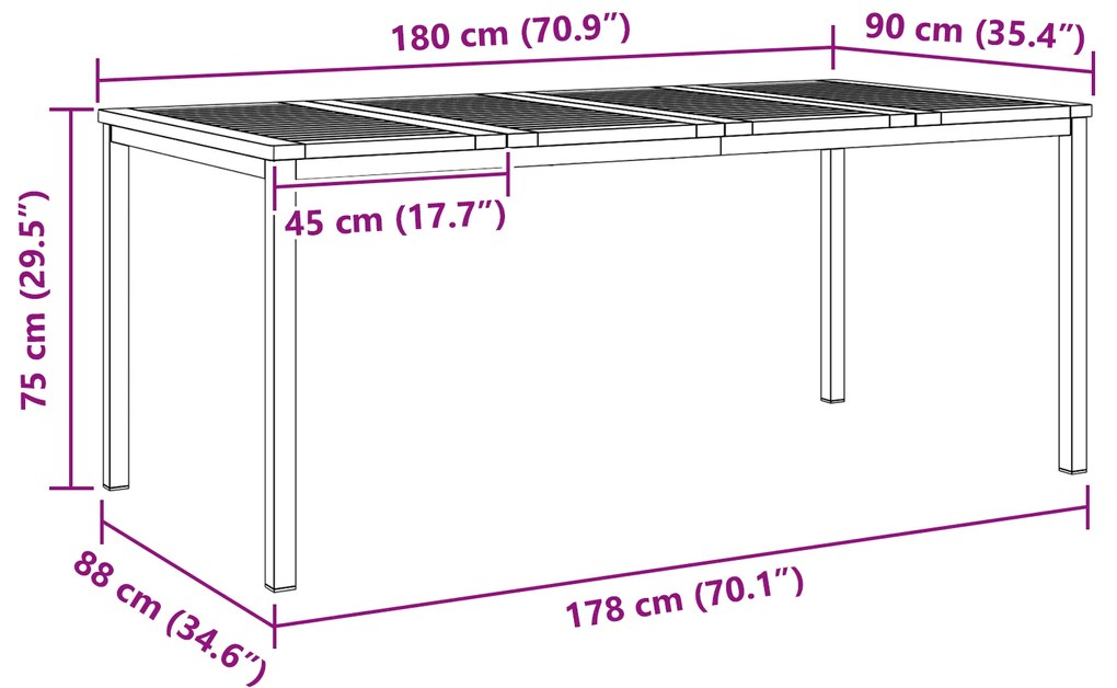 Conjunto de Jantar para Jardim vidaXL com 7 Peças em Madeira de Acácia