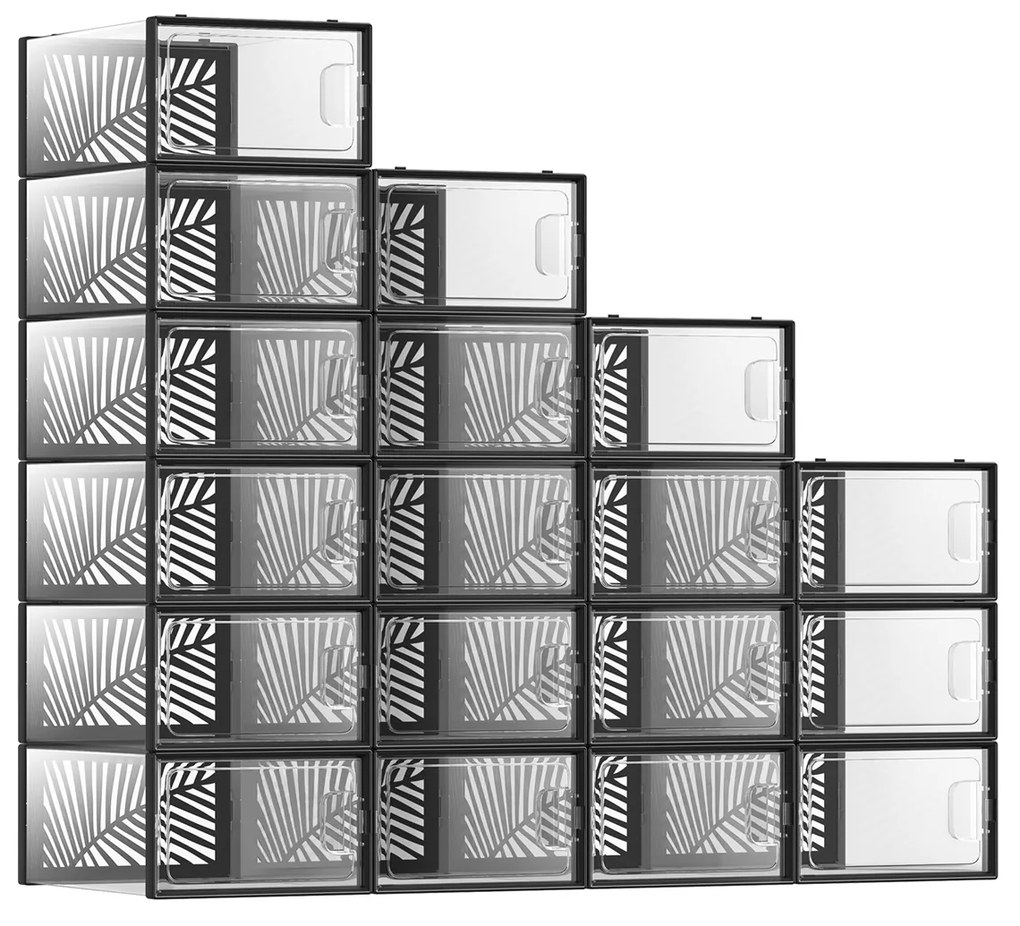 Caixas transparentes para calçado com 18 unidades | SONGMICS | 33,5 x 23 x 14 cm | preto | LSP106B18.
