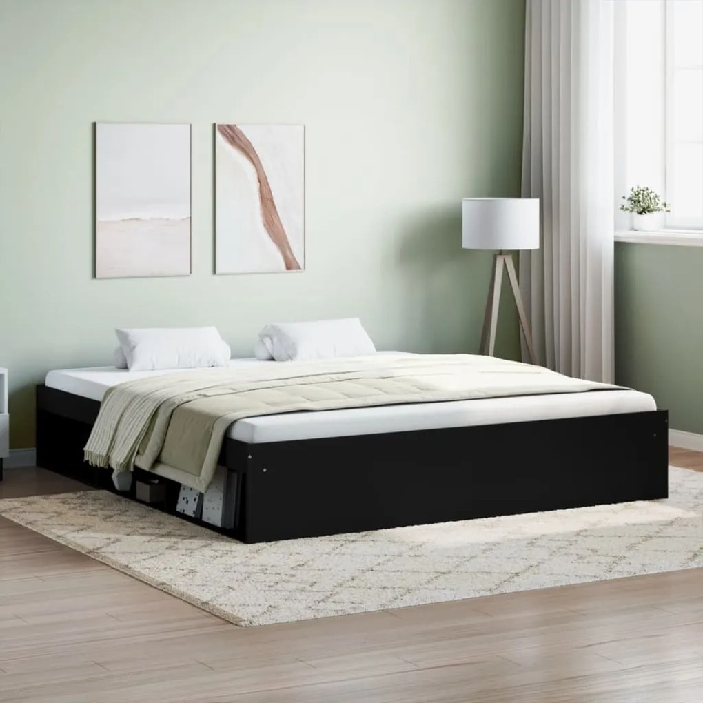 vidaXL Estrutura de cama super king size 180x200 cm preto