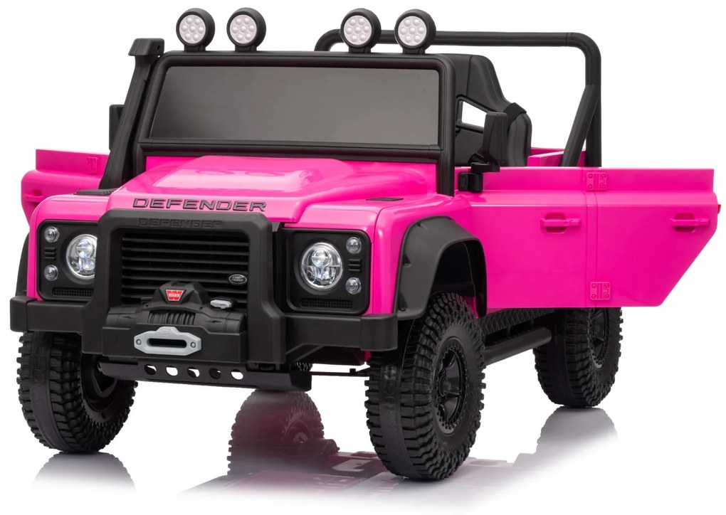 Jipe elétrico para crianças Land Rover Defender 110 SVX 12V, 4X4, luzes LED, bateria de lítio, licença ORIGINAL Rosa