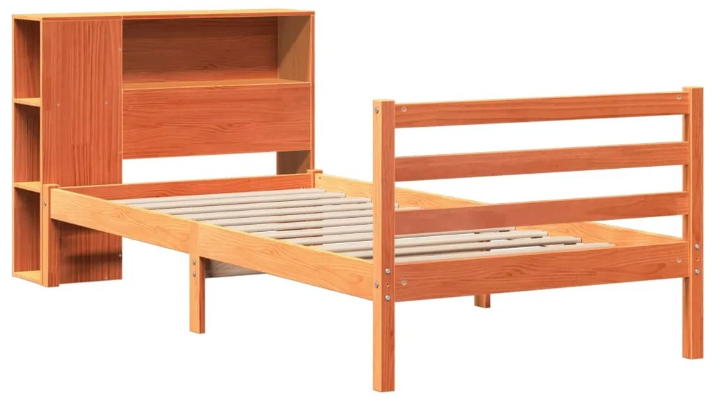 Cama com estante sem colchão 75x190 cm madeira maciça