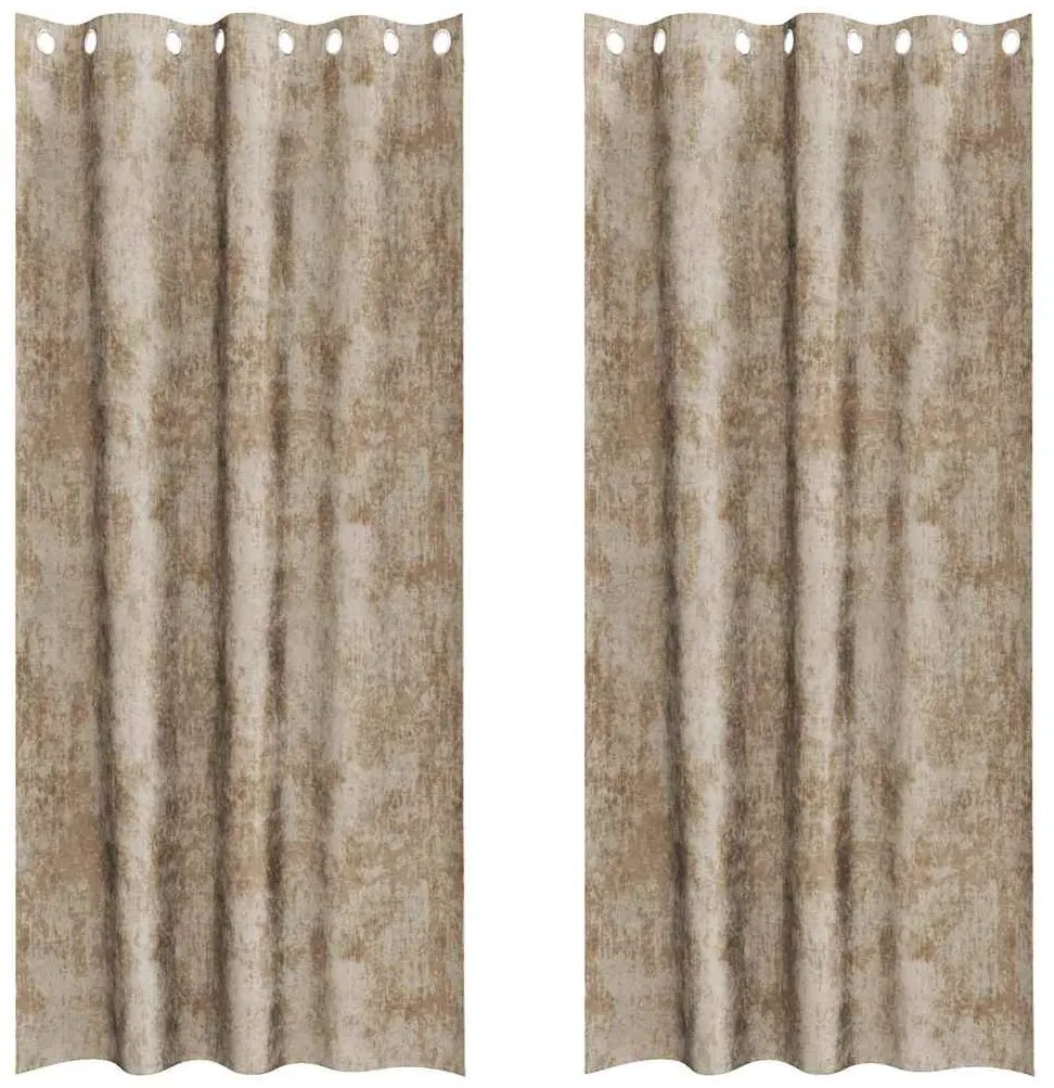 Cortinas de Veludo - Conjunto com 2 Peças e Ilhós Champagne, 245x140 c
