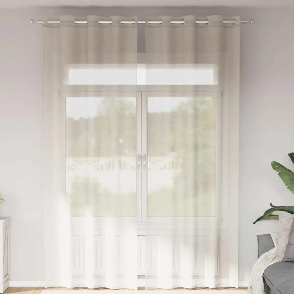 vidaXL Cortinas de voile com ilhós 2 pcs creme 140x260 cm