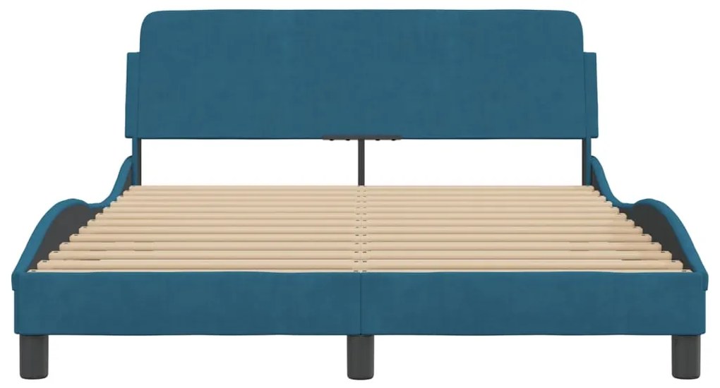 Estrutura de cama c/ cabeceira 120x200 cm veludo azul