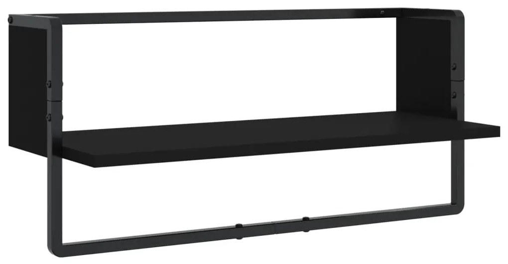 4 pcs prateleiras de parede derivados de madeira preto