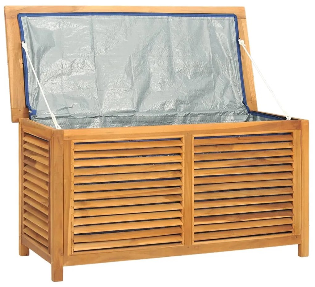 Caixa de arrumação p/ jardim com saco 114x50x58 cm teca maciça