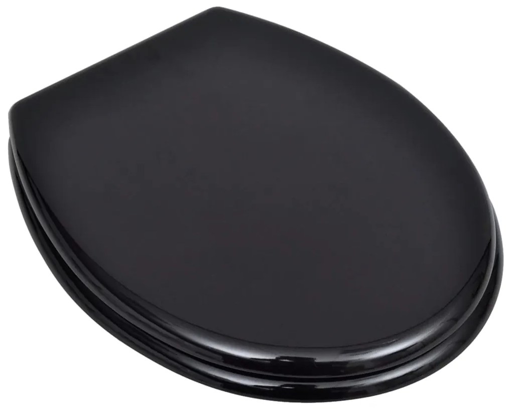 Assentos de sanita com tampas 2 pcs MDF preto