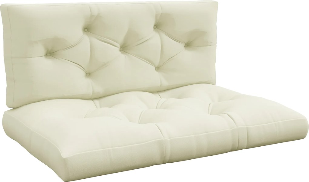Outsunny Almofadas de Jardim Conjunto 2 Peças para Encosto e Assento com Recheio Espesso, Almofadas de Exterior em Poliéster para Sofás e Paletes, Creme | Aosom Portugal