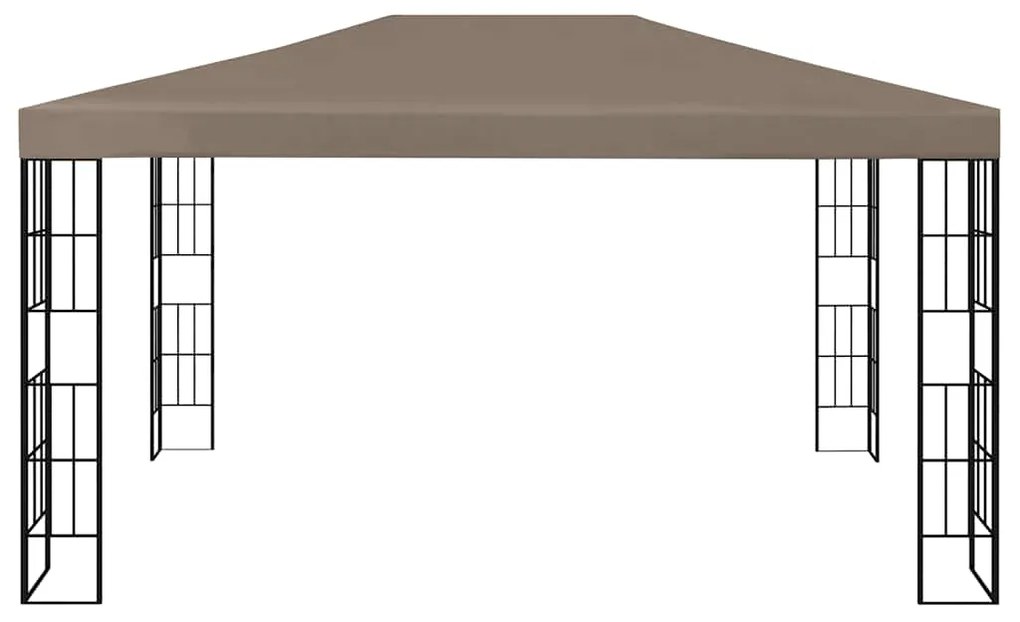 Gazebo com cordões de luzes LED 4x3 m cinza-acastanhado