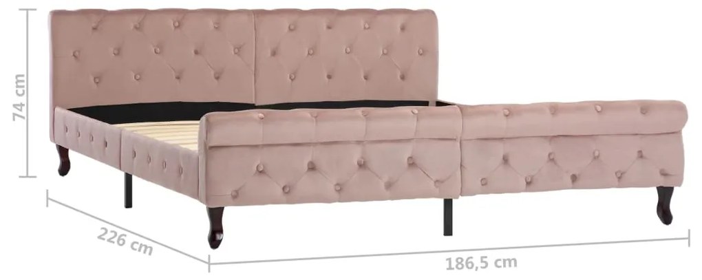 Estrutura de cama 180x200 cm veludo cor-de-rosa