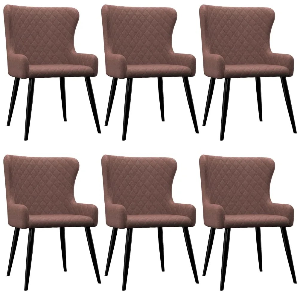 vidaXL Cadeiras de jantar 6 pcs tecido castanho