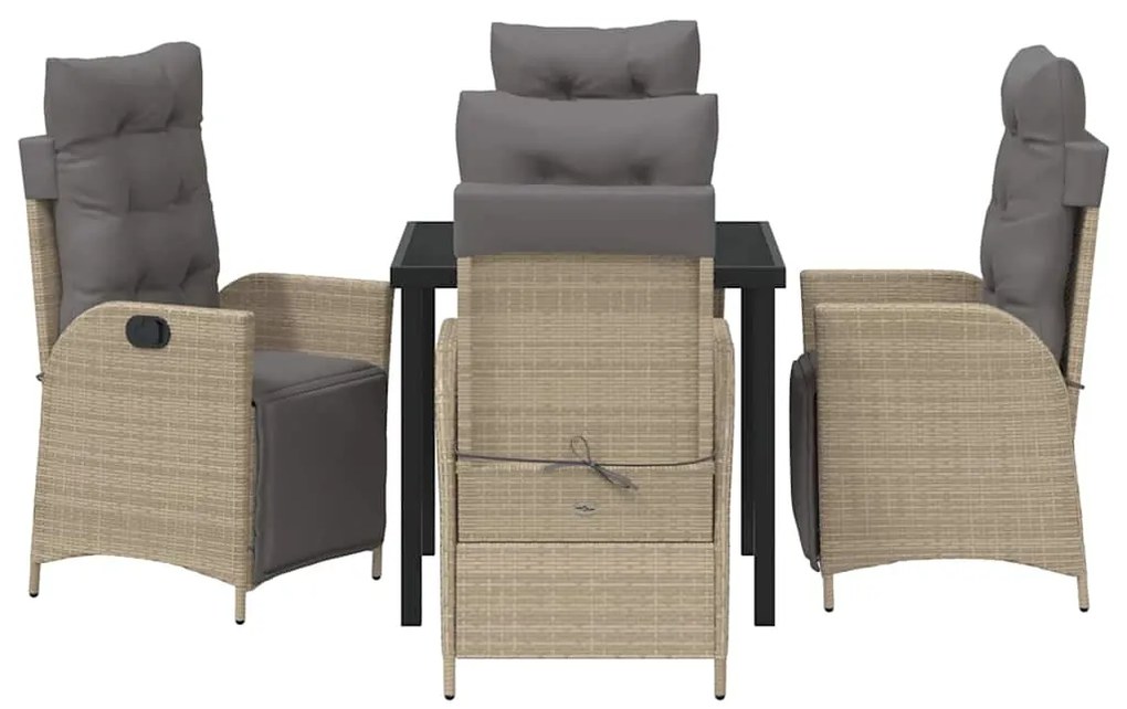 Conjunto de Jantar de Jardim de 5 Peças com Rattan de Polietileno Bege