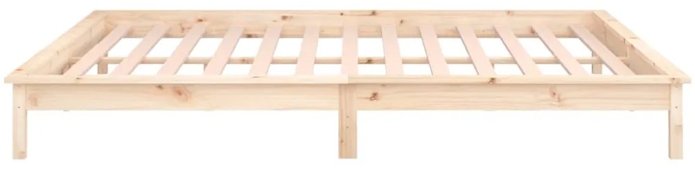 Estrutura de cama de casal c/ LED 135x190 cm madeira maciça