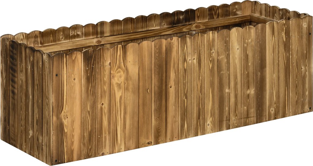 Floreira de Madeira com Base Aberta para Cultivar Plantas Flores Ervas Floreira Exterior Retangular 120x40x40 cm Carbonizada