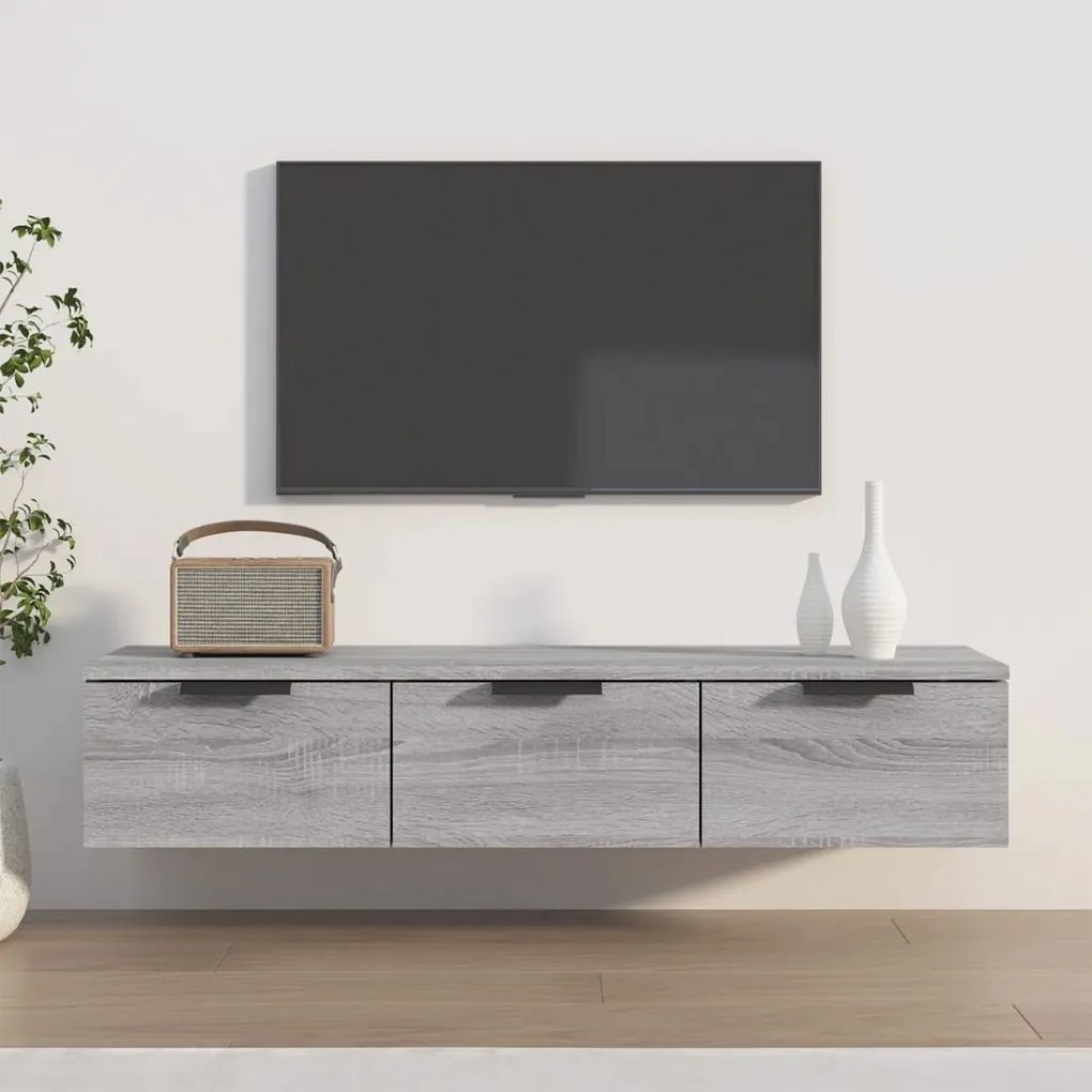 vidaXL Armário de parede 102x30x20cm derivados madeira cinzento sonoma