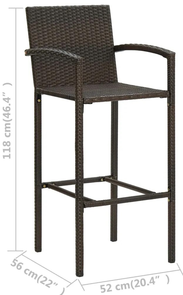 Bancos de bar 2 pcs vime PE castanho