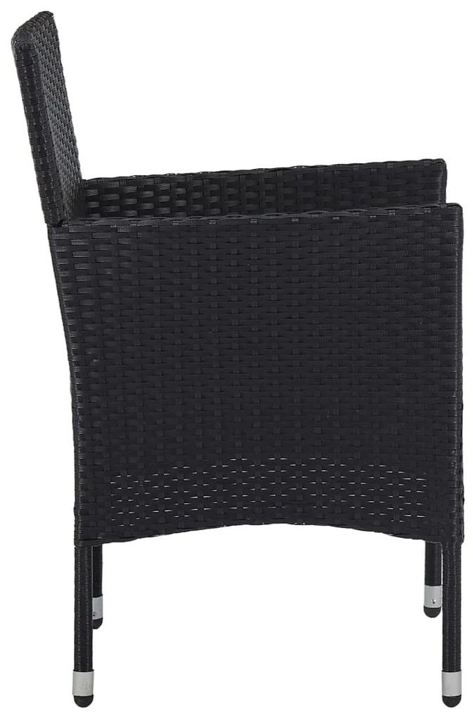 7 pcs conjunto de jantar para jardim vime PE preto