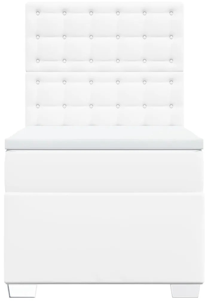 Cama com molas/colchão 90x190 cm couro artificial branco