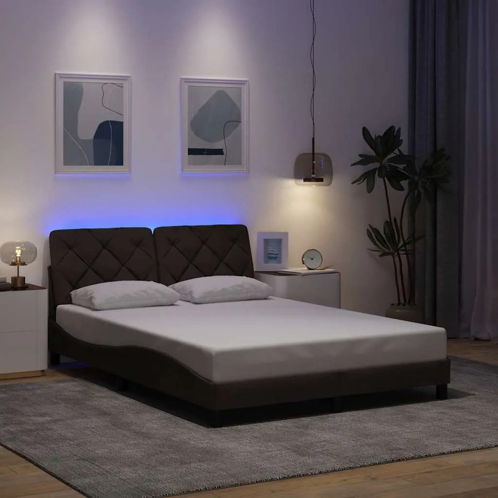 vidaXL Estrutura de cama com LED sem colchão 120x200 cm tecido