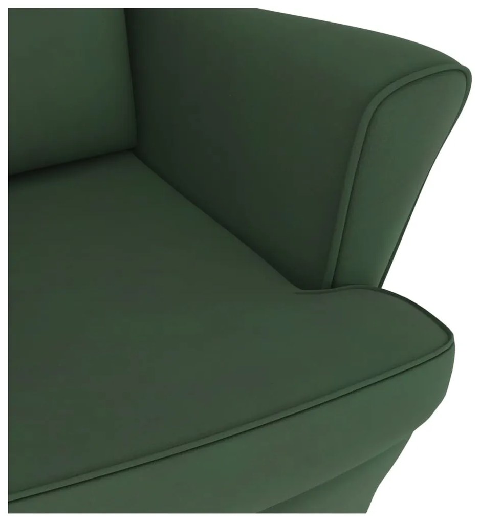 Cadeira de baloiço c/ pernas em seringueira veludo verde-escuro