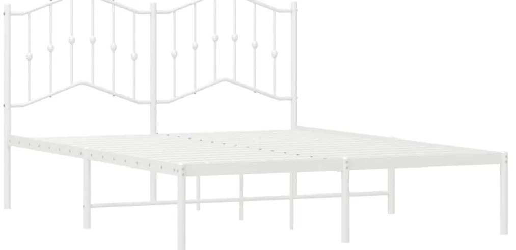 Estrutura de cama com cabeceira 150x200 cm metal branco