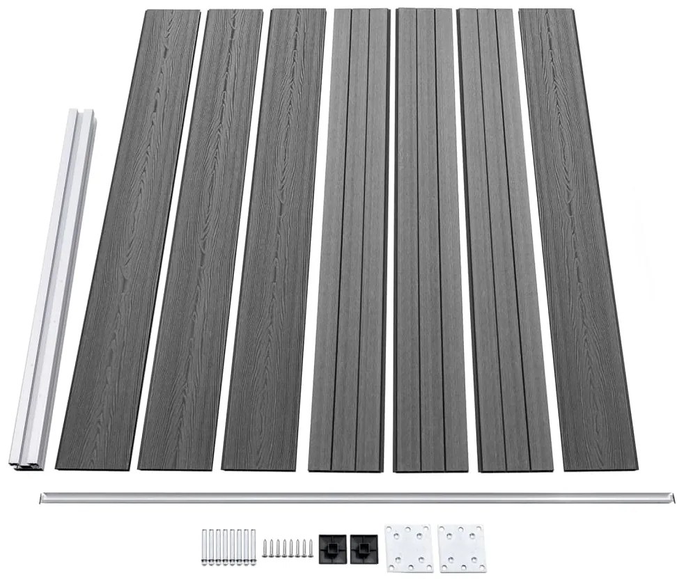 Conjunto painel de cerca 699x146 cm WPC cinzento