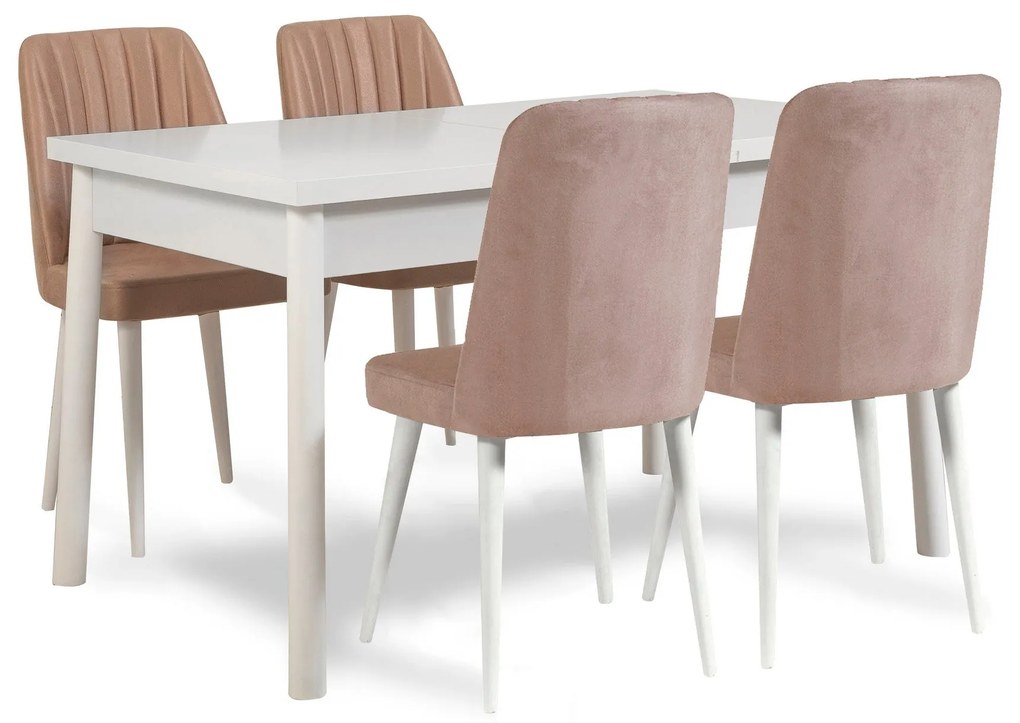 Conjunto de Mesa de Jantar Extensível e Cadeiras Santiago – Branco/Sto