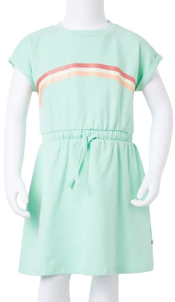 Vestido de criança com cordão verde brilhante 128