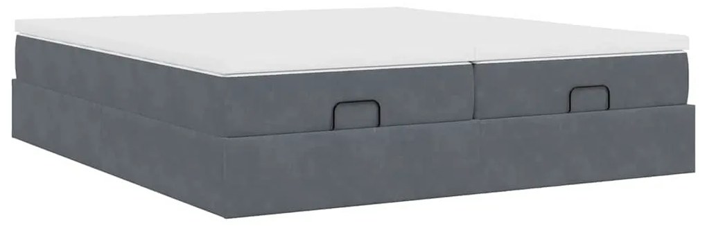 moldura de cama otomana vidaXL com colchão cinza escuro veludo