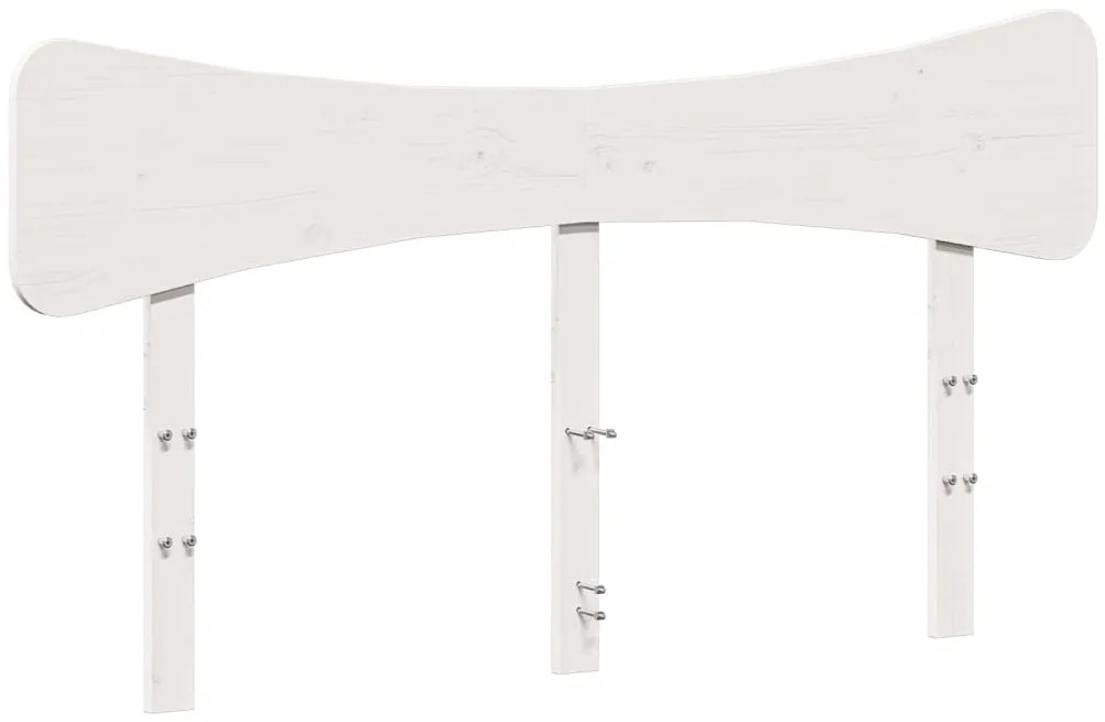 Cama sem colchão 140x200 cm madeira de pinho maciça branco