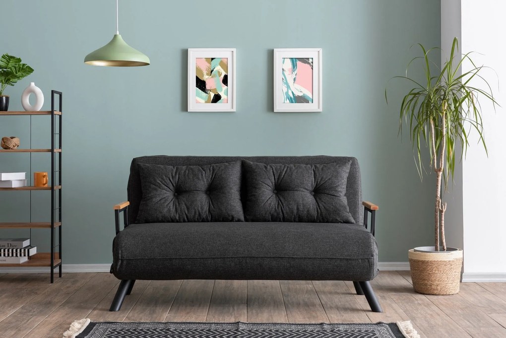 Sofá-Cama 2 Lugares Sando – Cinzento Escuro – 175 cm x 133 cm