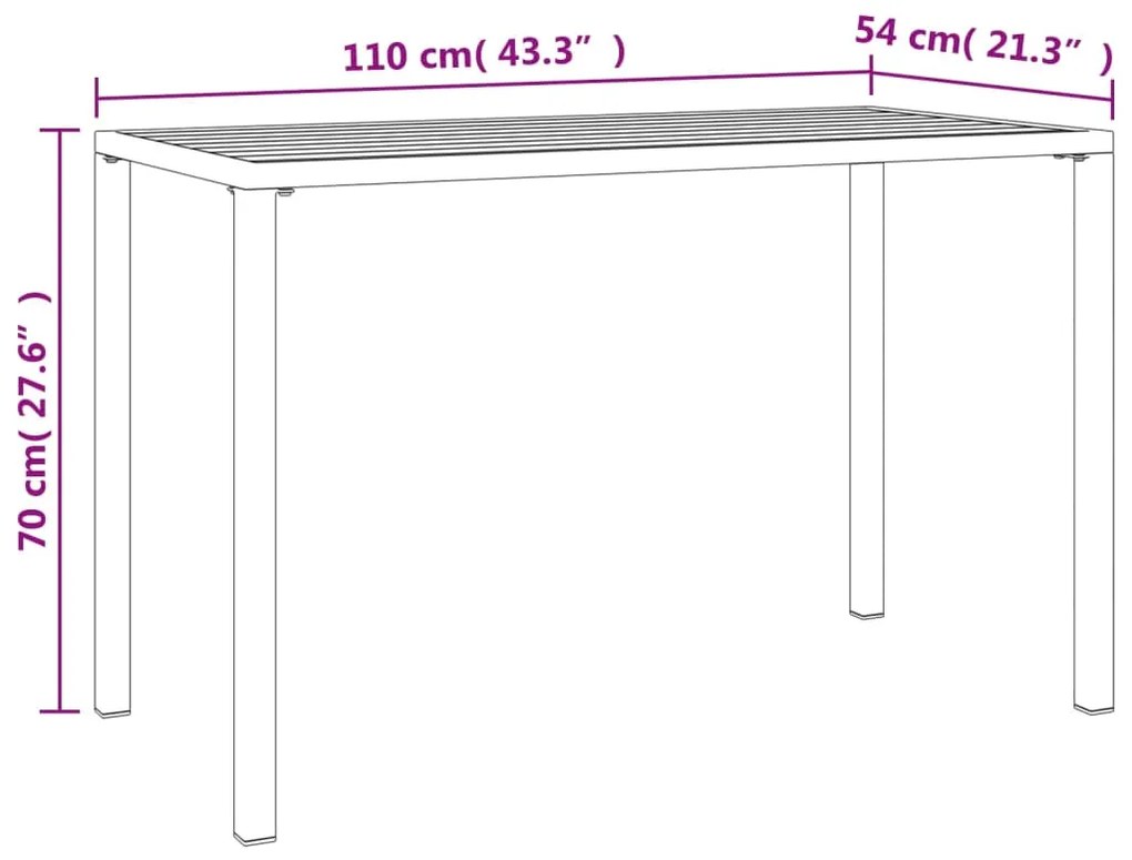 Mesa de jantar para jardim 110x54x70 cm aço antracite