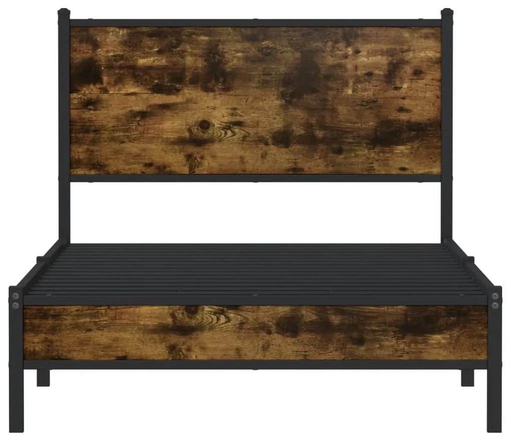 Estrutura de cama sem colchão 107x203 cm metal carvalho fumado