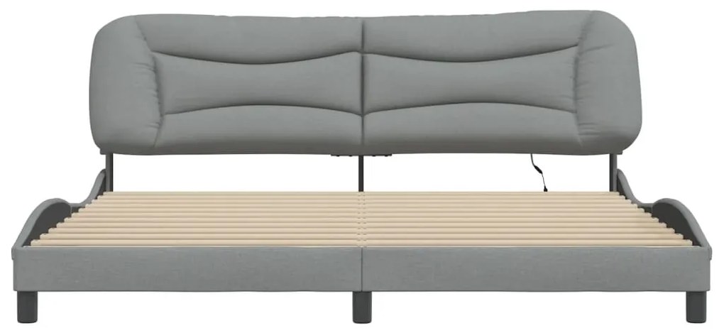 Estrutura de cama com LED sem colchão 200x200 cm tecido