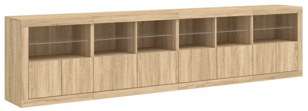 Aparador com luzes LED 283x37x67 cm carvalho sonoma