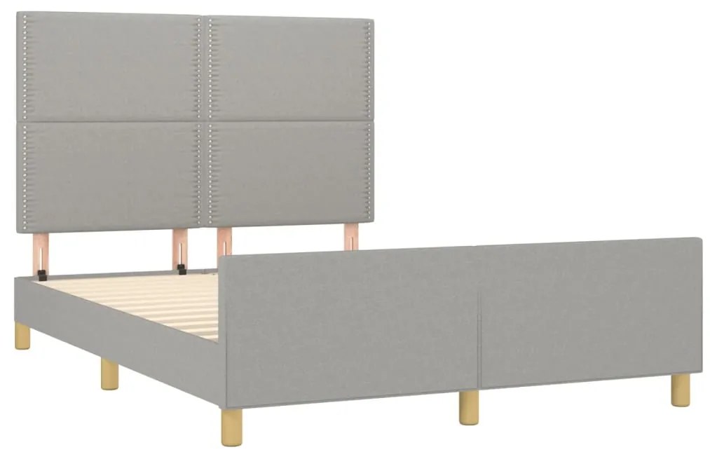 Estrutura de cama sem colchão 140x200 cm tecido cinzento-claro