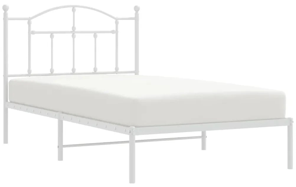 Estrutura de cama com cabeceira 100x190 cm metal branco