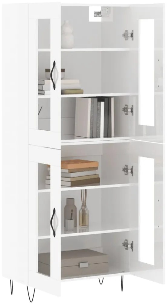 Armário alto 69,5x34x180 cm madeira processada branco brilhante