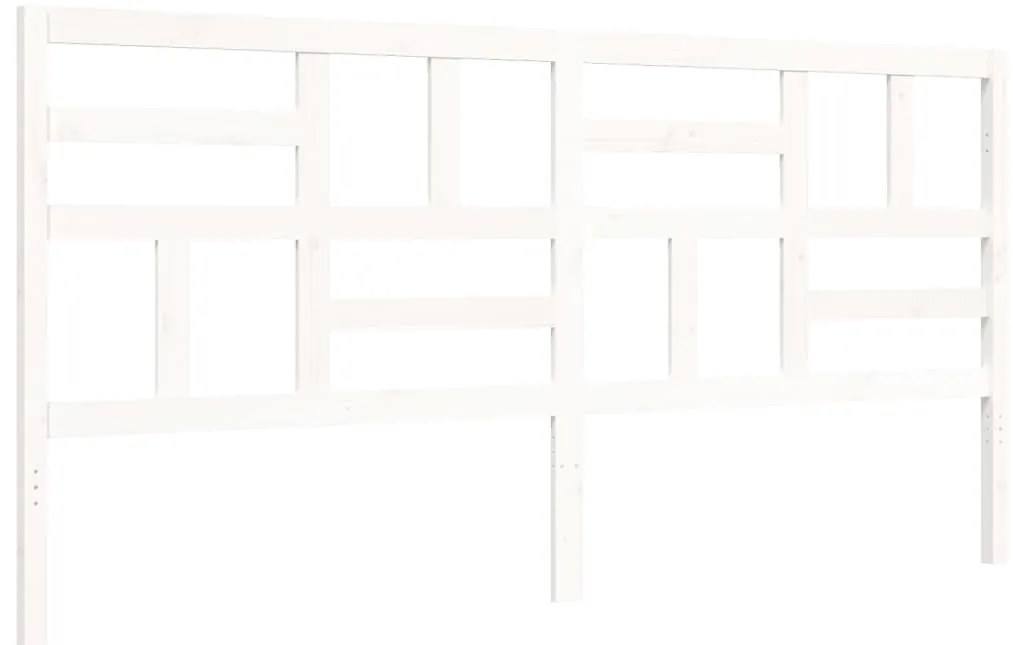 Cama sem colchão 200x200 cm madeira de pinho maciça branco