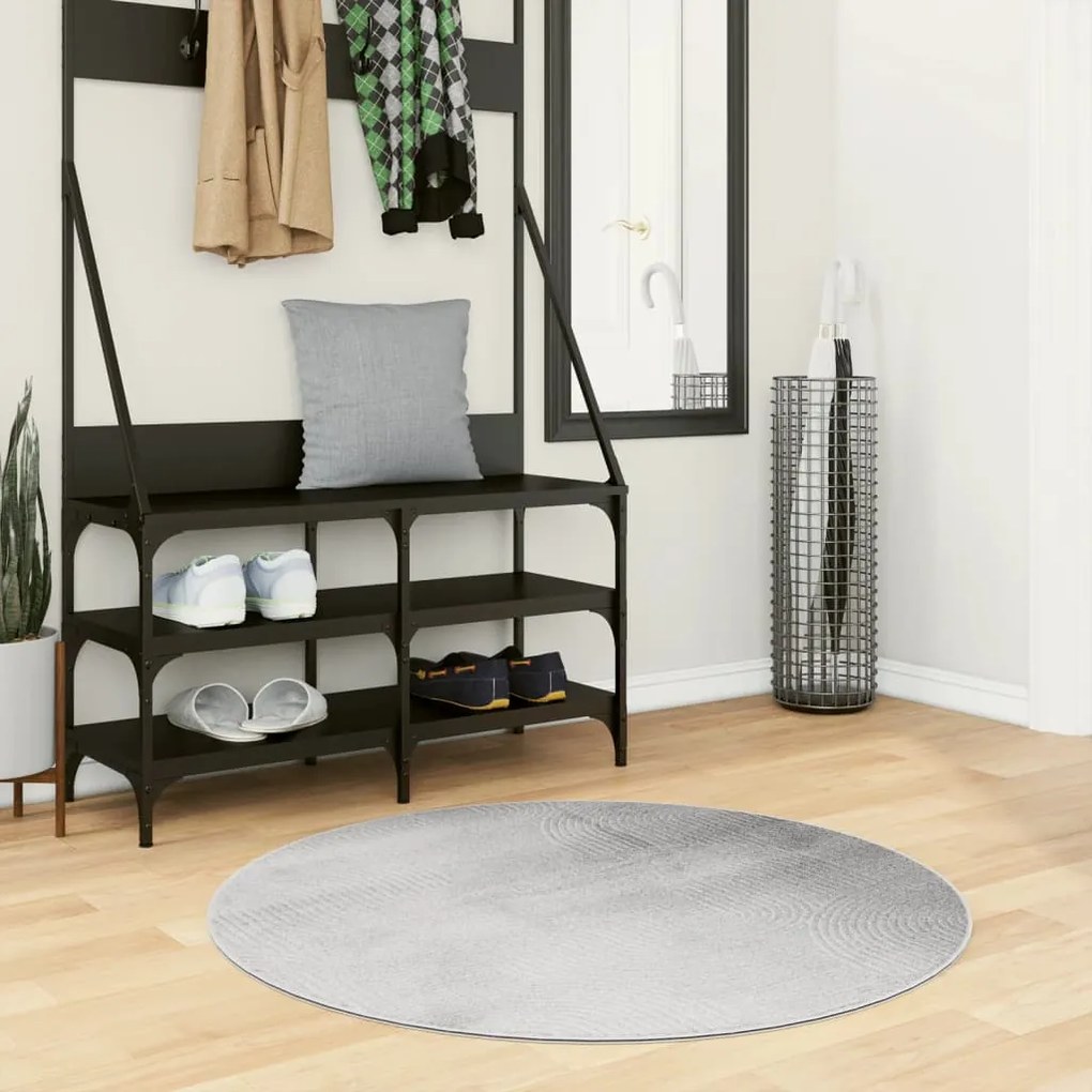 Tapete de pelo curto IZA visual escandinavo Ø 100 cm cinzento