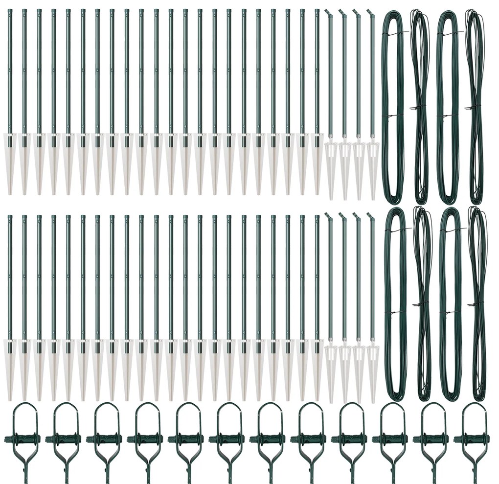 Postes de Cerca vidaXL com Ponta 52 pcs Ø32 mm 120 cm Aço Galvanizado