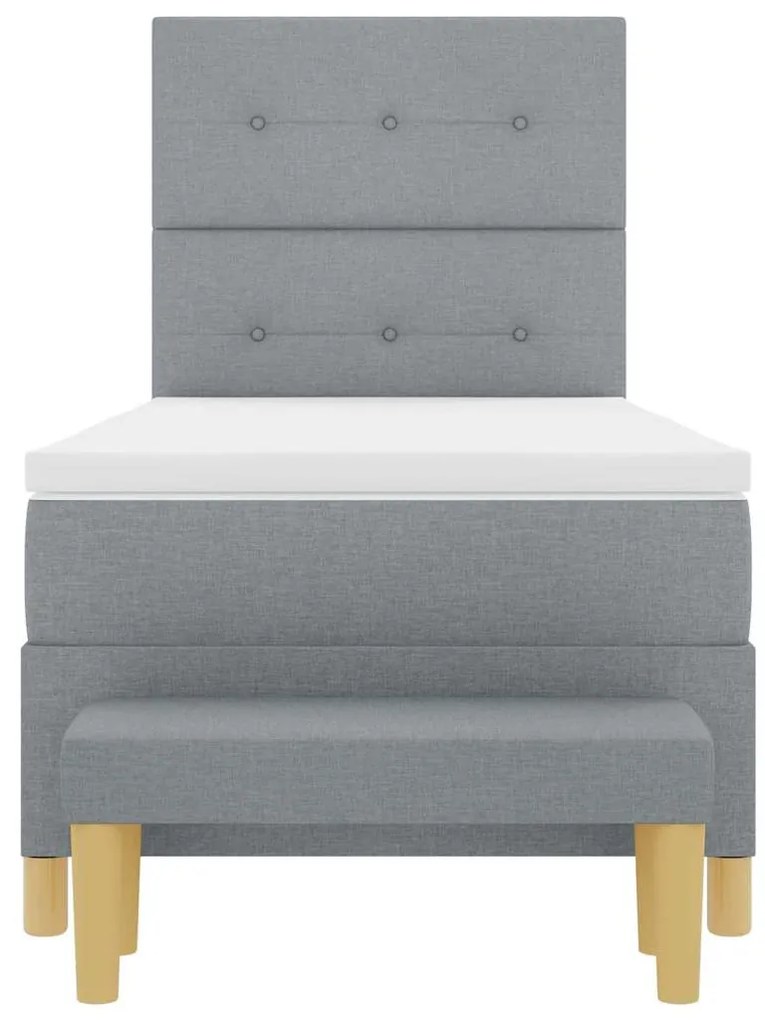 Cama Box com Colchão e Banco vidaXL Cinza Claro 100x200 cm Tecido