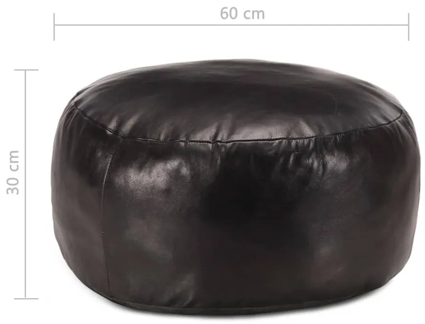 Pufe 60x30 cm couro de cabra genuíno preto