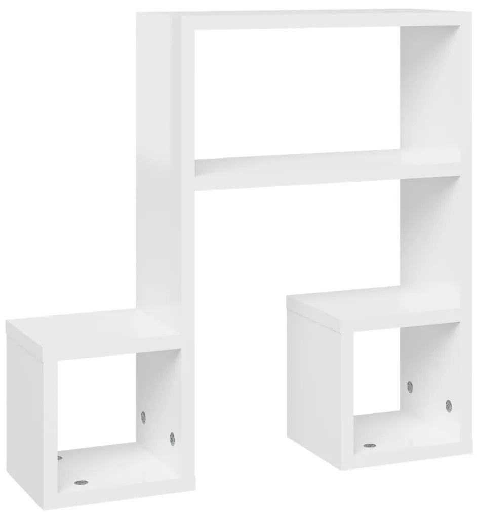 Estantes de parede 2 pcs derivados de madeira branco brilhante