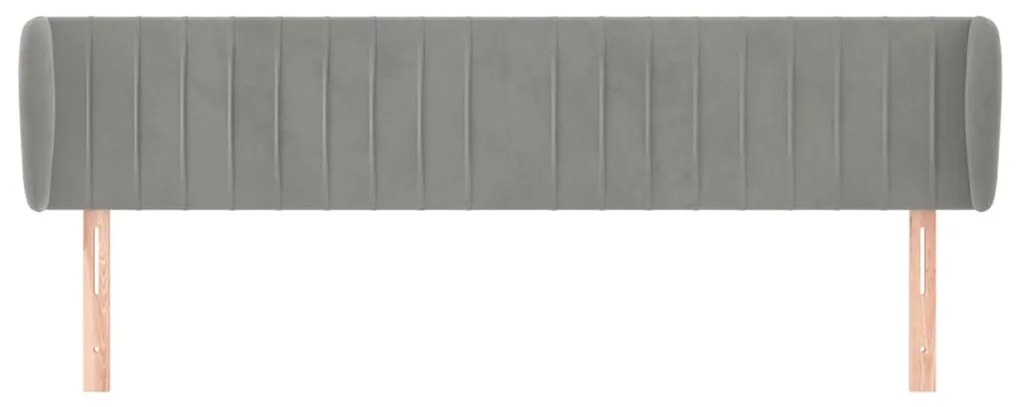 Cabeceira de cama c/ abas veludo 163x23x78/88 cm cinzento-claro