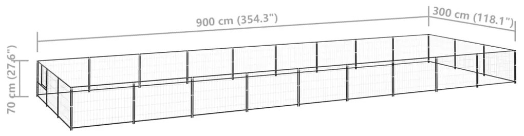 Canil para cães 27 m² aço preto
