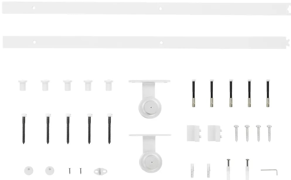 Kit de ferragens para porta deslizante 183 cm aço branco